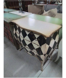 COMMODE GALBÉE  STYLE RÉGENCE ACAJOU LAQUE    ARLEQUIN 3 TIROIRS PLATEAU MDF B 002
